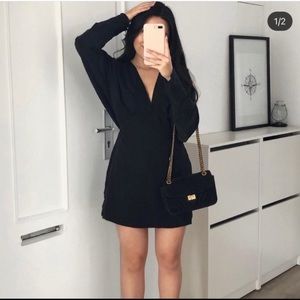 NWT Zara V-Neck Satin Effect Pleated Mini Dress